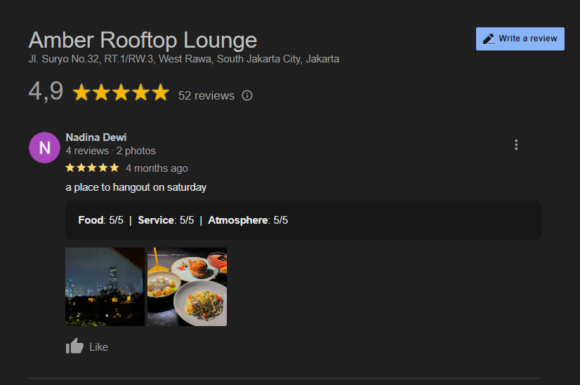 testimoni Amber Rooftop Senopati
