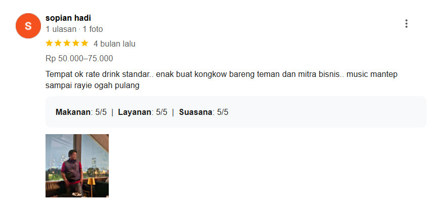 Testimoni Amber Rooftop Lounge